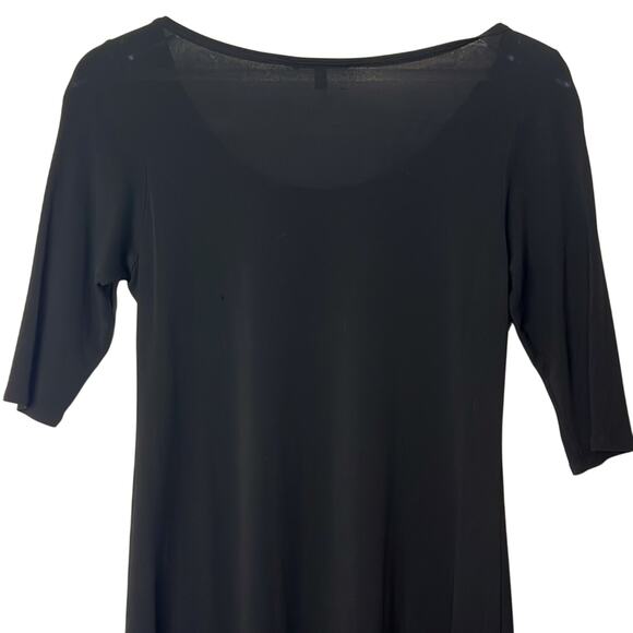 Eileen Fisher 100% Silk | Small Black Cocktail Dress LBD | Beaded, Knit - Picture 5 of 11